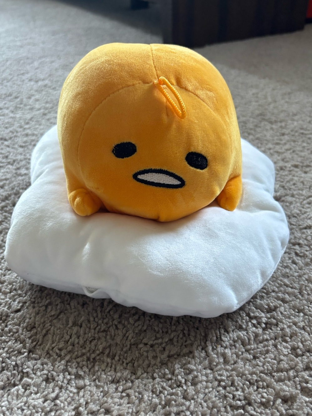 Gudetama Plush Egg Pillow - Yellow & White